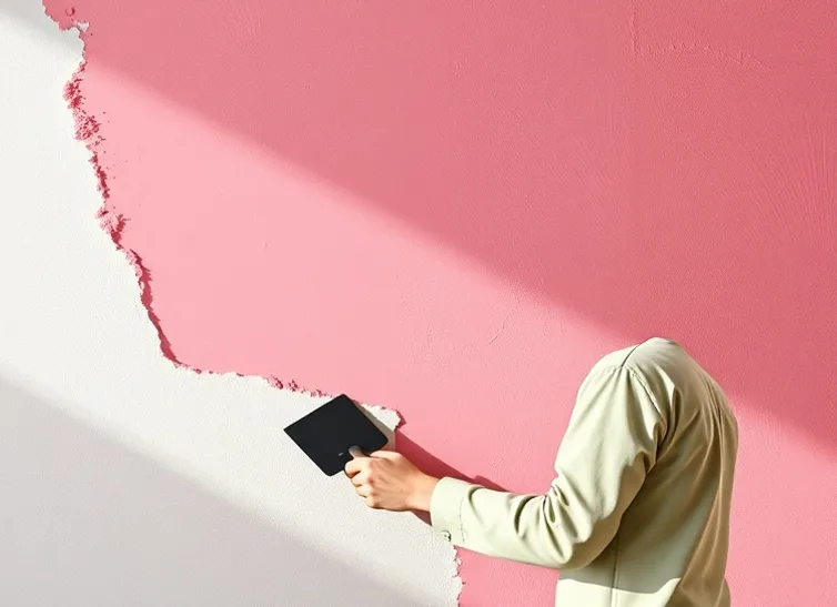 Application d'un enduit décoratif à la lisseuse sur un mur